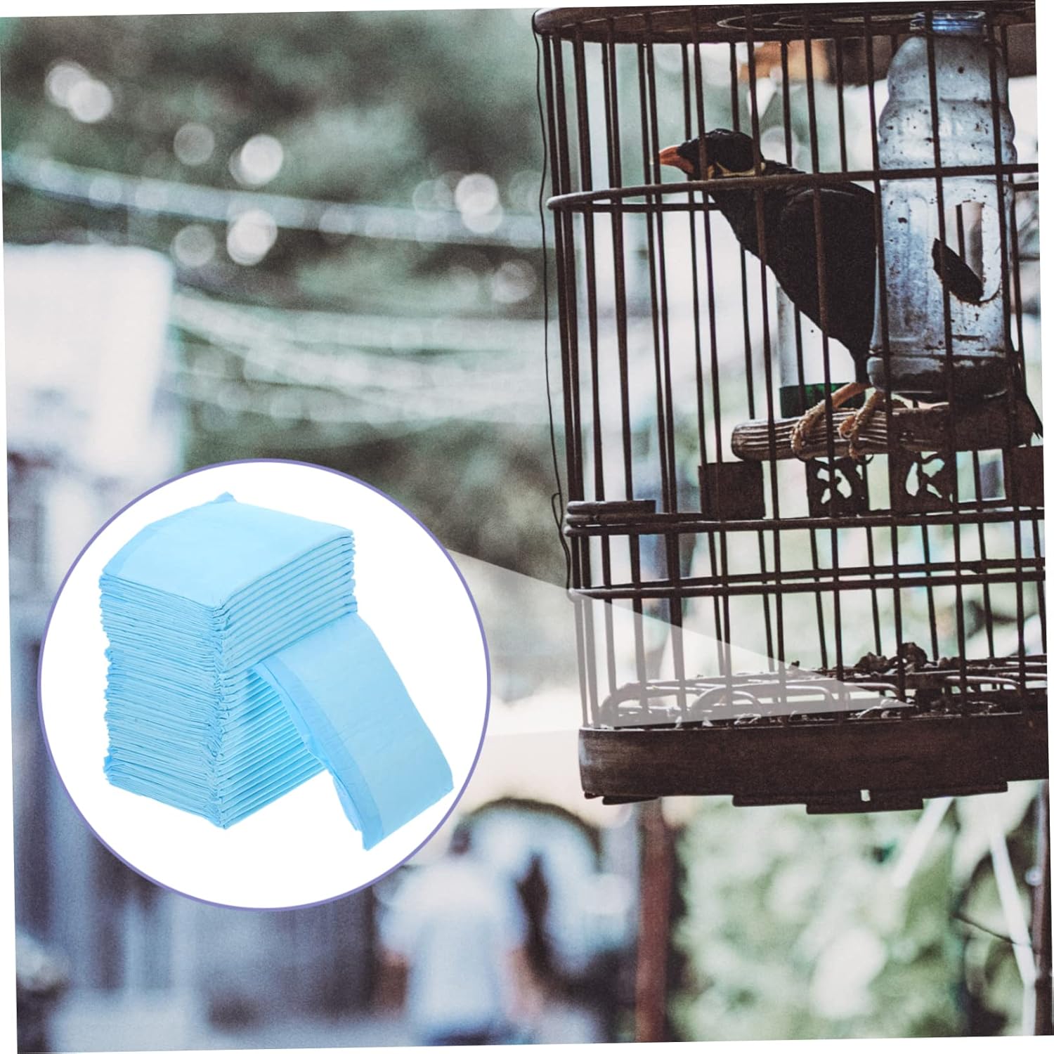 100pcs Bird Cage Liners Non-Woven Cage Bedding Mats for Parakeets Easy to Clean