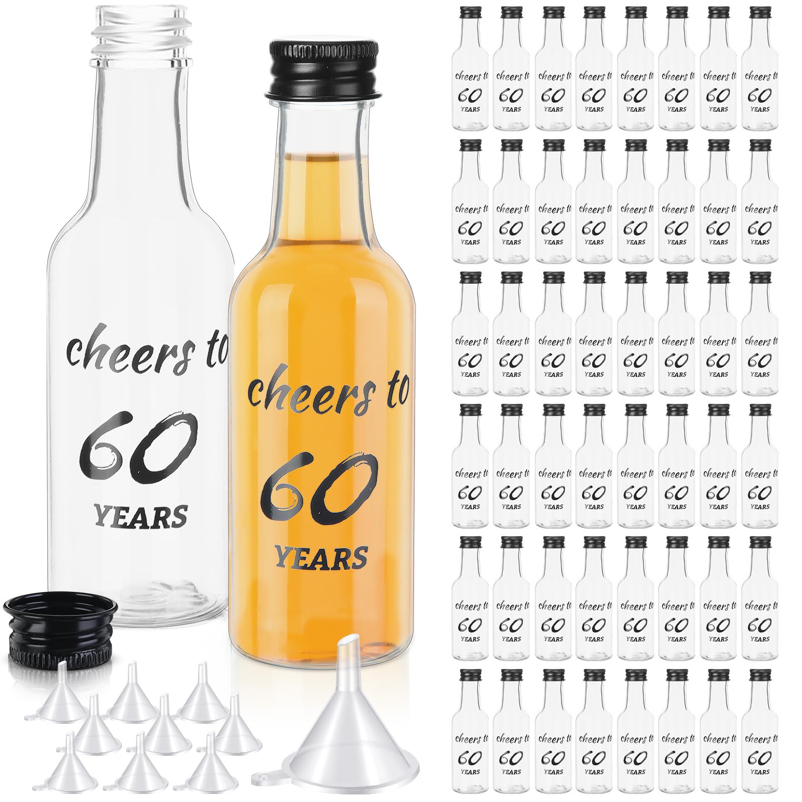 Amazon.com: Bokon 50 Pcs Cheers to 60 Years Mini Liquor Bottles