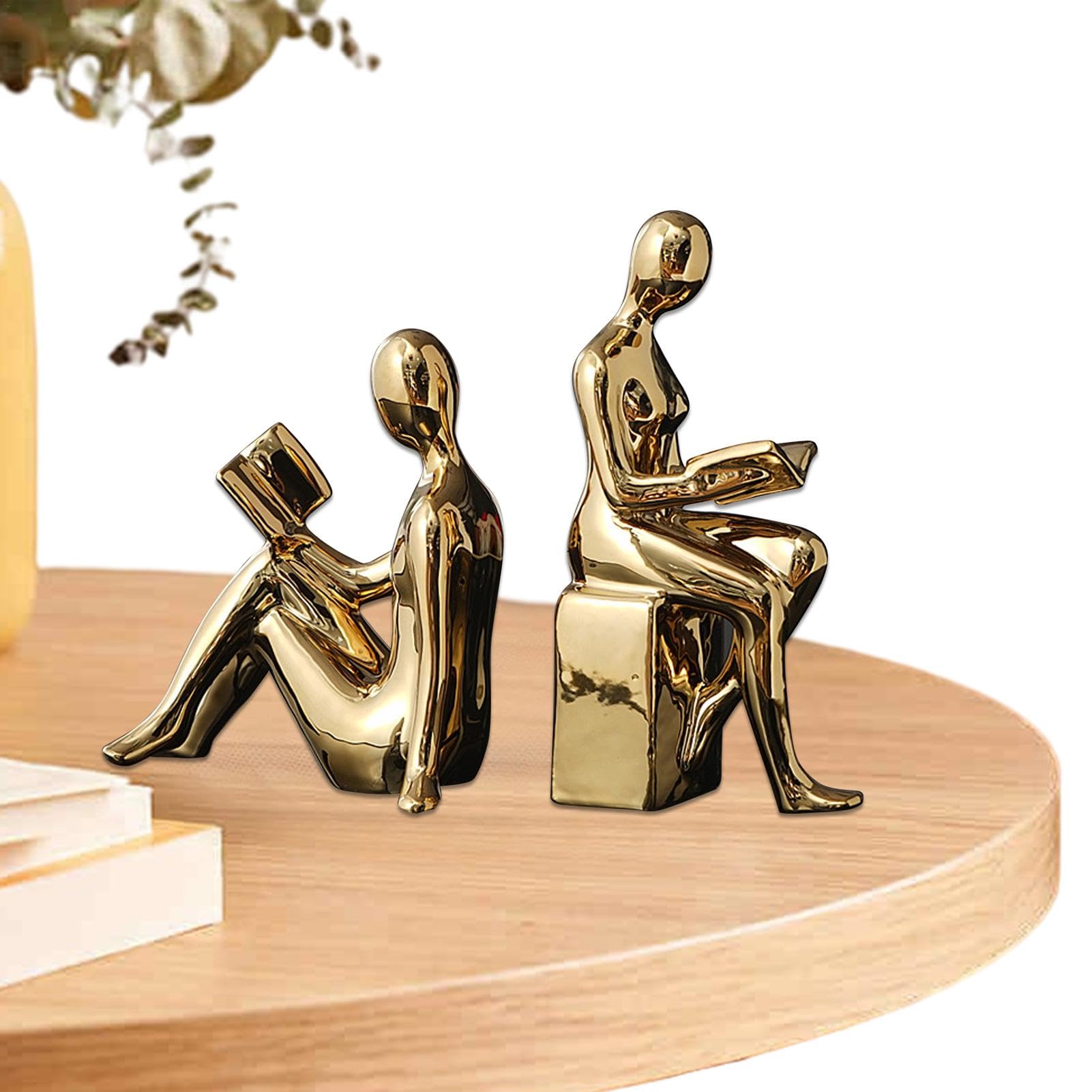 Dekorative Buchstützen für schwere Bücher, 2 x abstraktes Statuen-Design