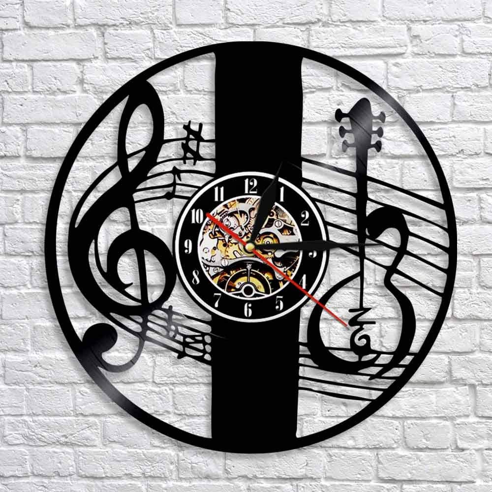 Dia 30 cm Chiave di violino Nota musicale Orologio da parete Orologio da parete Strumento musicale Chiave di violino Disco in vinile Orologio da parete Musica classica Decorazioni per la casa Regalo