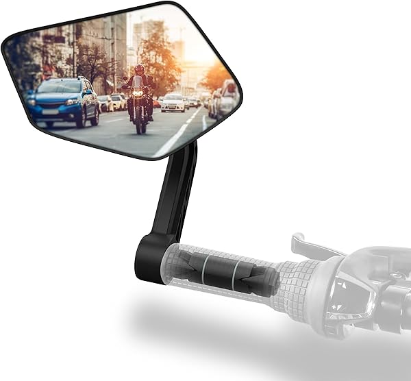 Xcelenze - Fahrradspiegel extra große Spiegelfläche |schlagfestes Echtglas| für Lenker ebike | Rückspiegel Fahrrad Spiegel für e-bike, klappbar (links Lenkerende)
