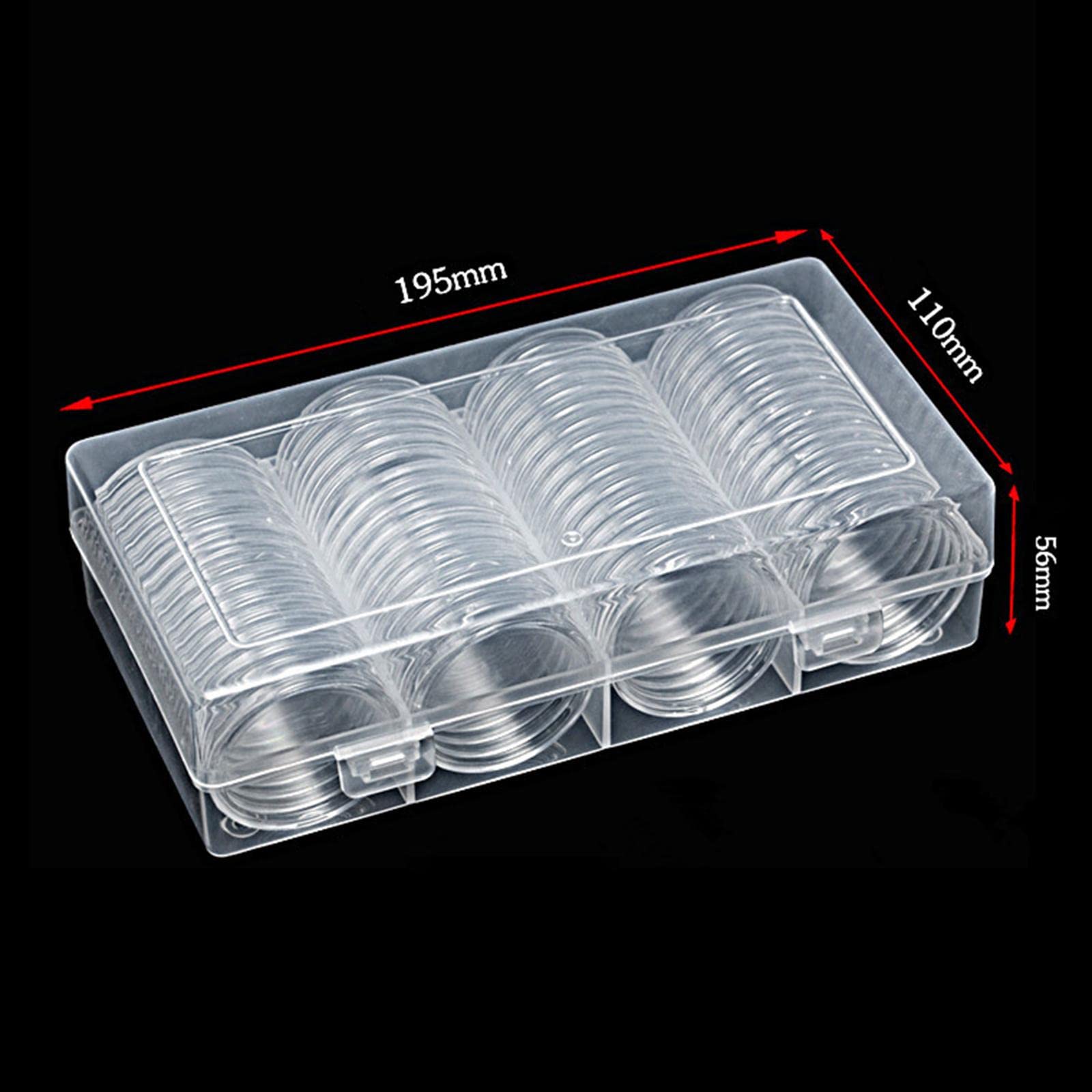 Oshhni 60 Pièces 40mm Présentoir de Capsules de Pièces de Monnaie avec Étui de Rangement de Protection Transparent Boîte de Protection de Pièces de Monnaie