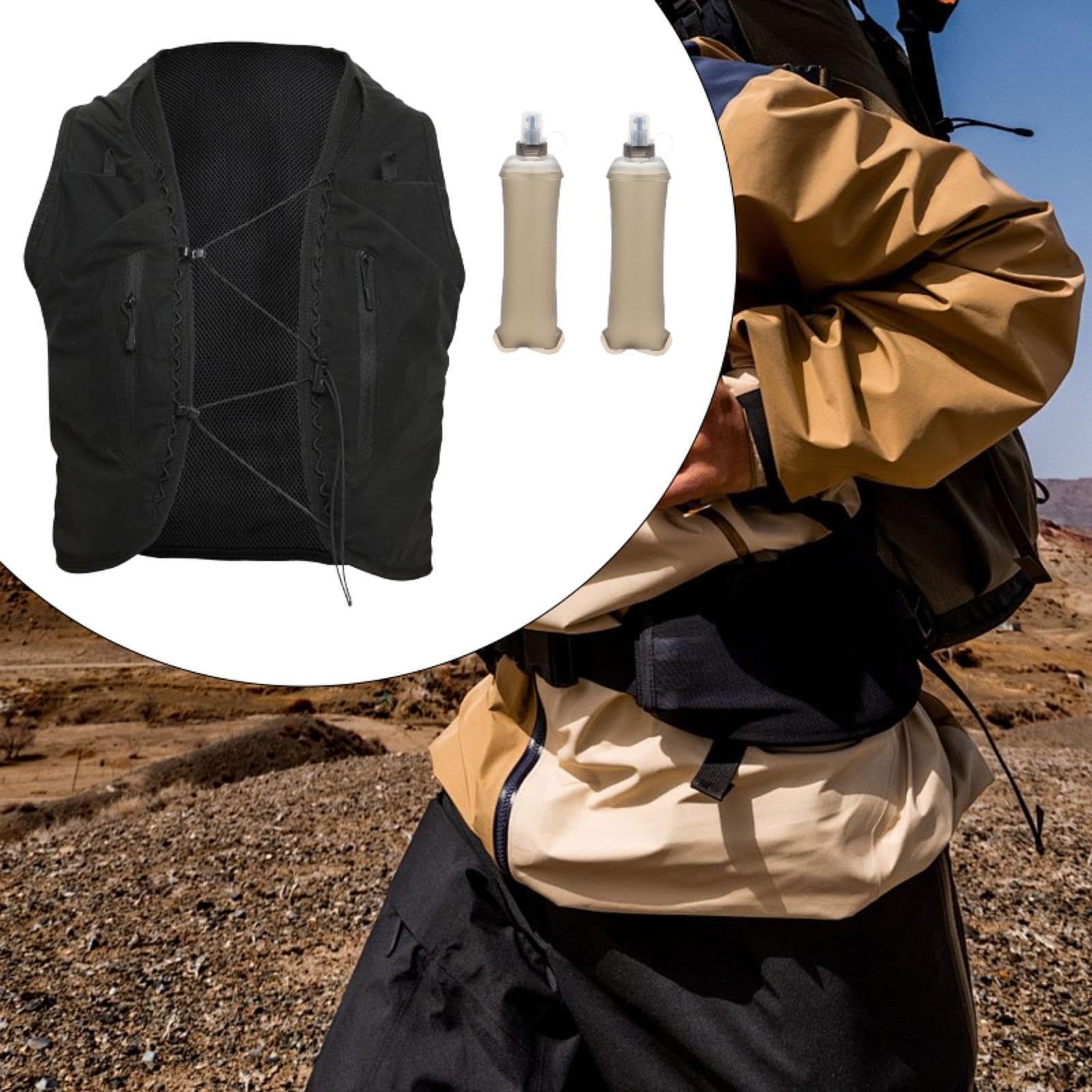 kowaku Hydration Vest Hydration Pack with 2X Water Bottles Daypack Lightweight Water Pack for Jogging Camping Race Climbing, 2XL
