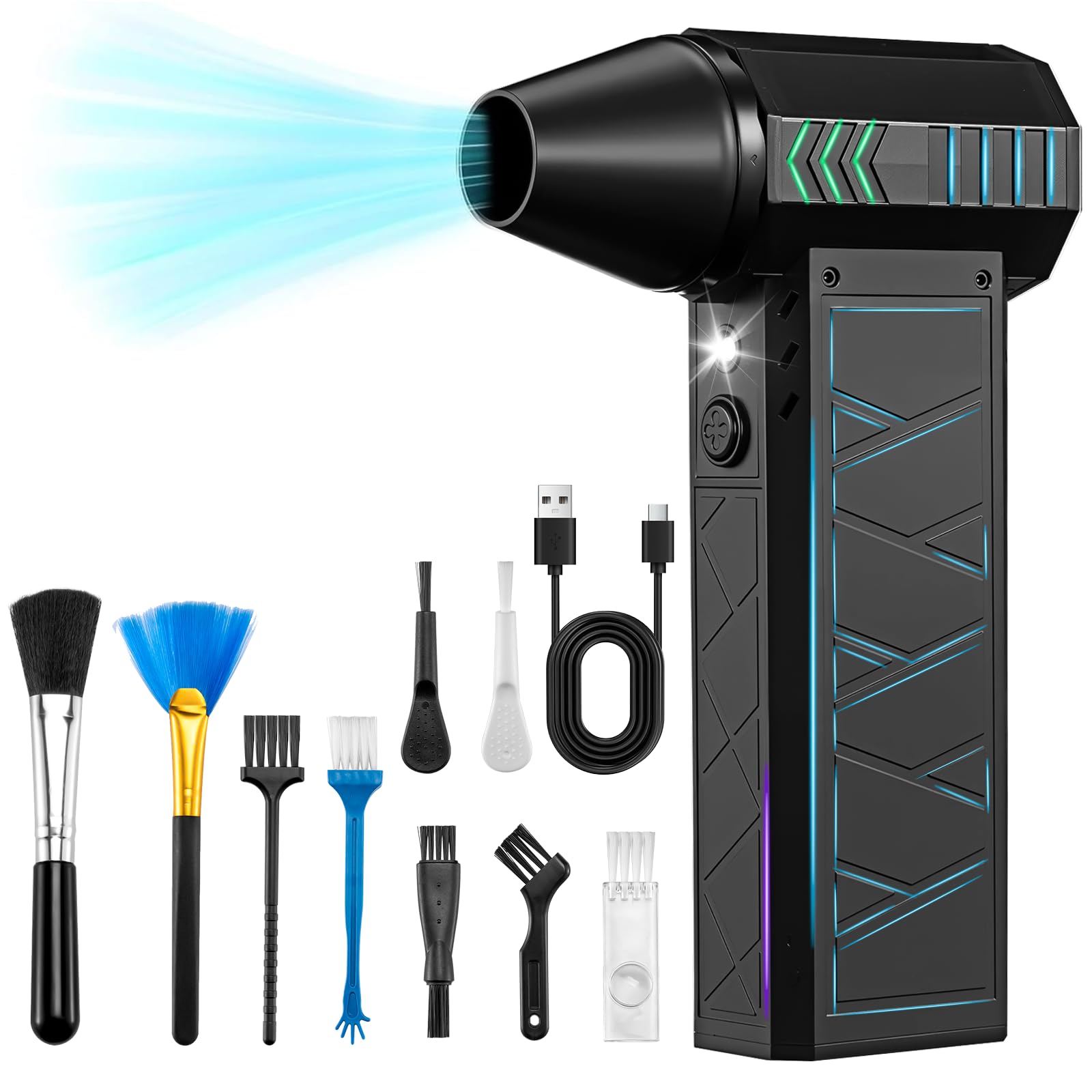 Soffiatore Aria Compressa Elettrico - 160000 Giri/Min, 3 Velocità, Batteria 10000mAh, Per Pulizie E DIY - Foto 5