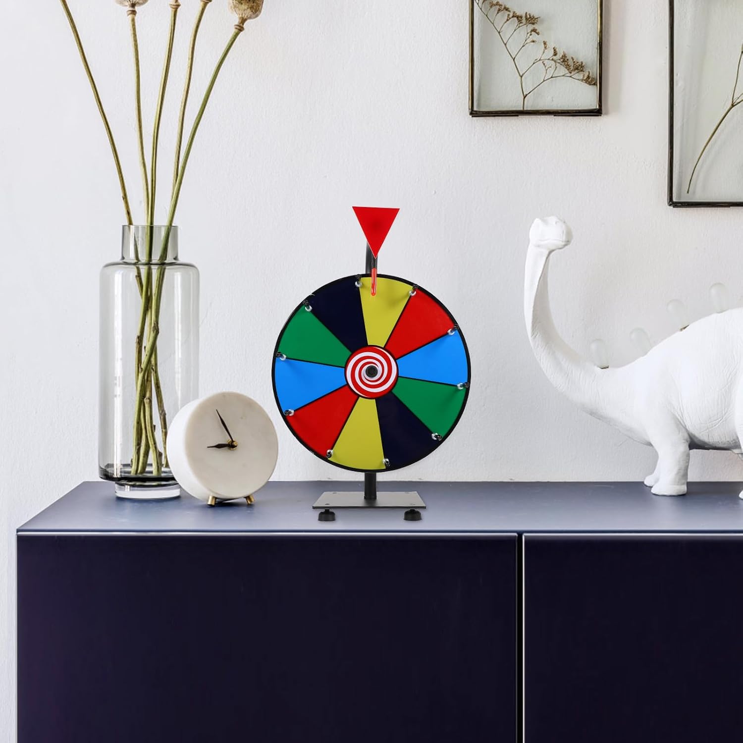 Colorful Erasable Prize Wheel Compact Portable Tabletop Raffle Turntable for Parties Carnivals Trade Shows Company Events with Wipe-Clean Surface