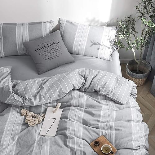 Miniatura 8 de BISELINA  Juego de funda de edredón de lino belga 55% lino 45% algodón con cierre de botón suave y transpirable