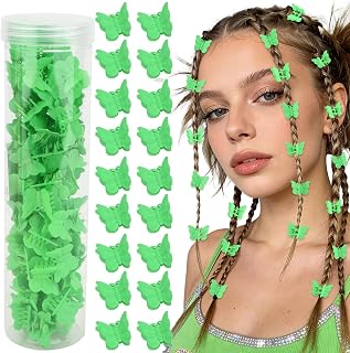 YISSION 60 PCS Matte Green Butterfly Hair Clips, Mini Cute Hair Barrettes for Women & Girls, Small Hair Accessories for Braids, Party, Daily Styling, Festival Gift - Jar Packaged
