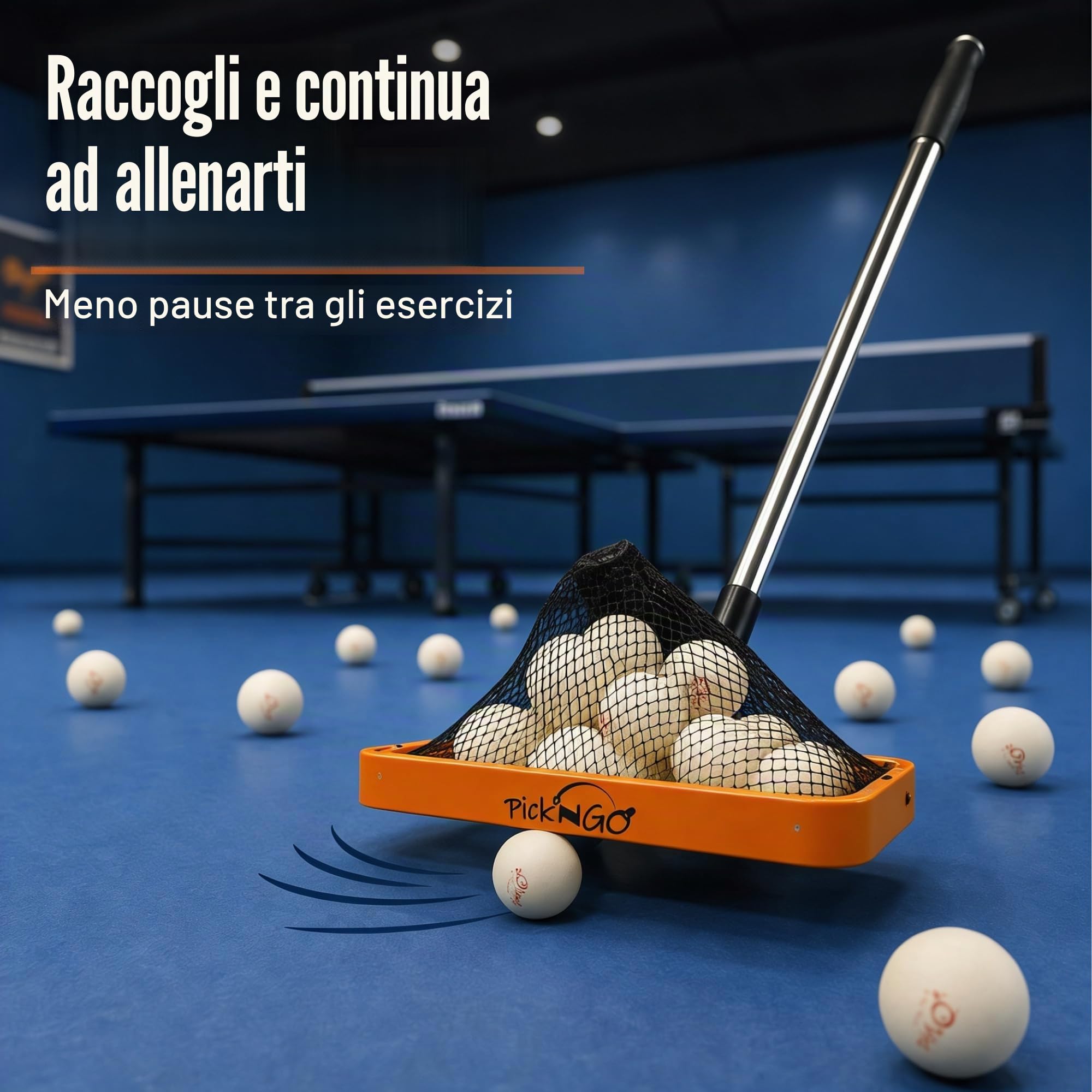 PICK 'N GO Raccoglitore di palline, strumento di recupero rapido ed efficiente per ping pong e ping pong, accessorio sicuro e facile da usare per giocatori e allenatori