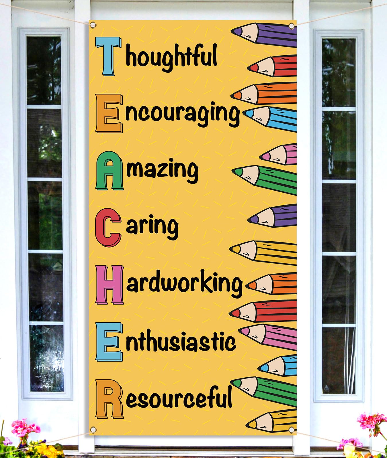 Teacher Appreciation Week Door Cover Thank You Teachers Party School Classroom Front Door Banner Photography Decoration - Image 2