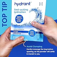 Vista 6 de Hydrant - Polvo de hidratación a granel, sin sabor, 50 porciones de polvo de rehidratación de electrolitos de acción rápida - Mezcla de bebida sin