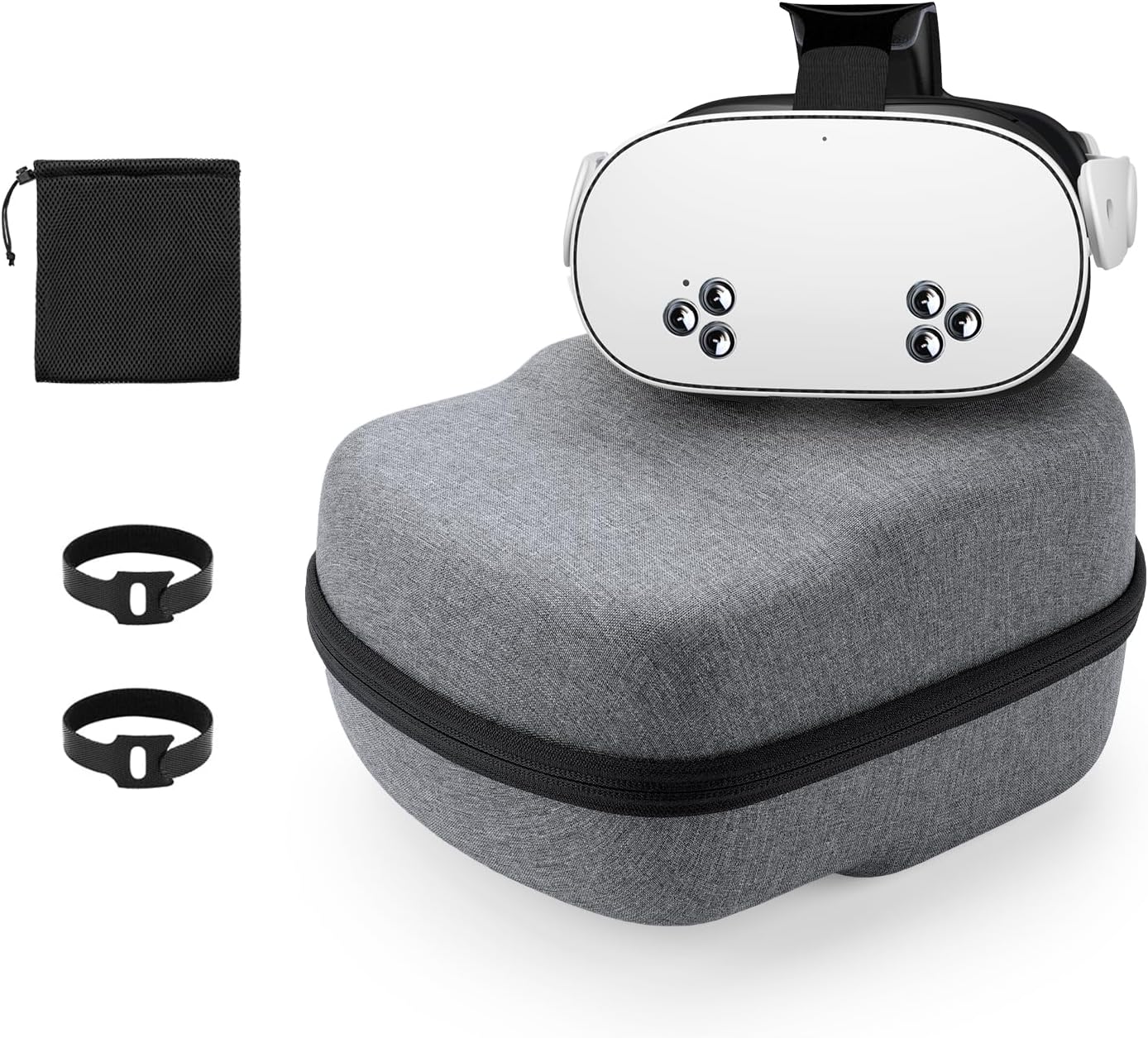 Yinke Carry Case for Meta Quest 3/Oculus Quest 2/PICO 4, VR Headset, Head Strap and Controllers, Travel Hard Case Storage Bag