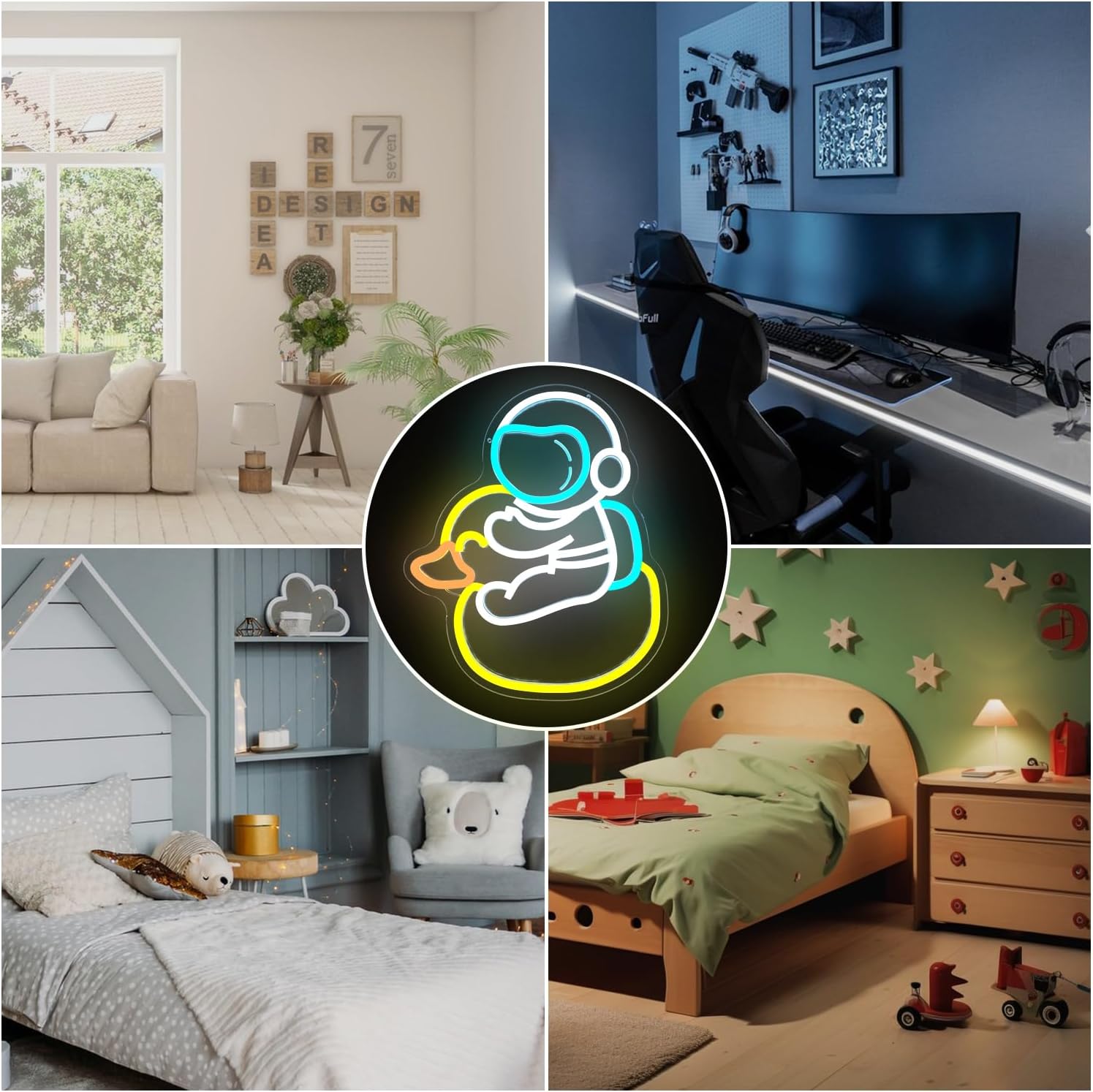 Astronaut Duck Neon Sign Astronaut Led Sign for Bedroom Wall Decor USB Powered Space LED Signs for Kids Room Game Room Home Duck Light Up Sign Astronaut Light Party Decor Neon Wall Art Gifts