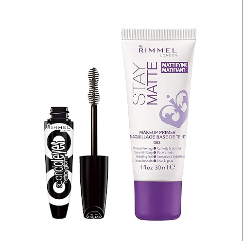 Rimmel Scandaleyes Retroglam Mascara, Extreme Black & Stay Matte Mattifying Primer Bundle