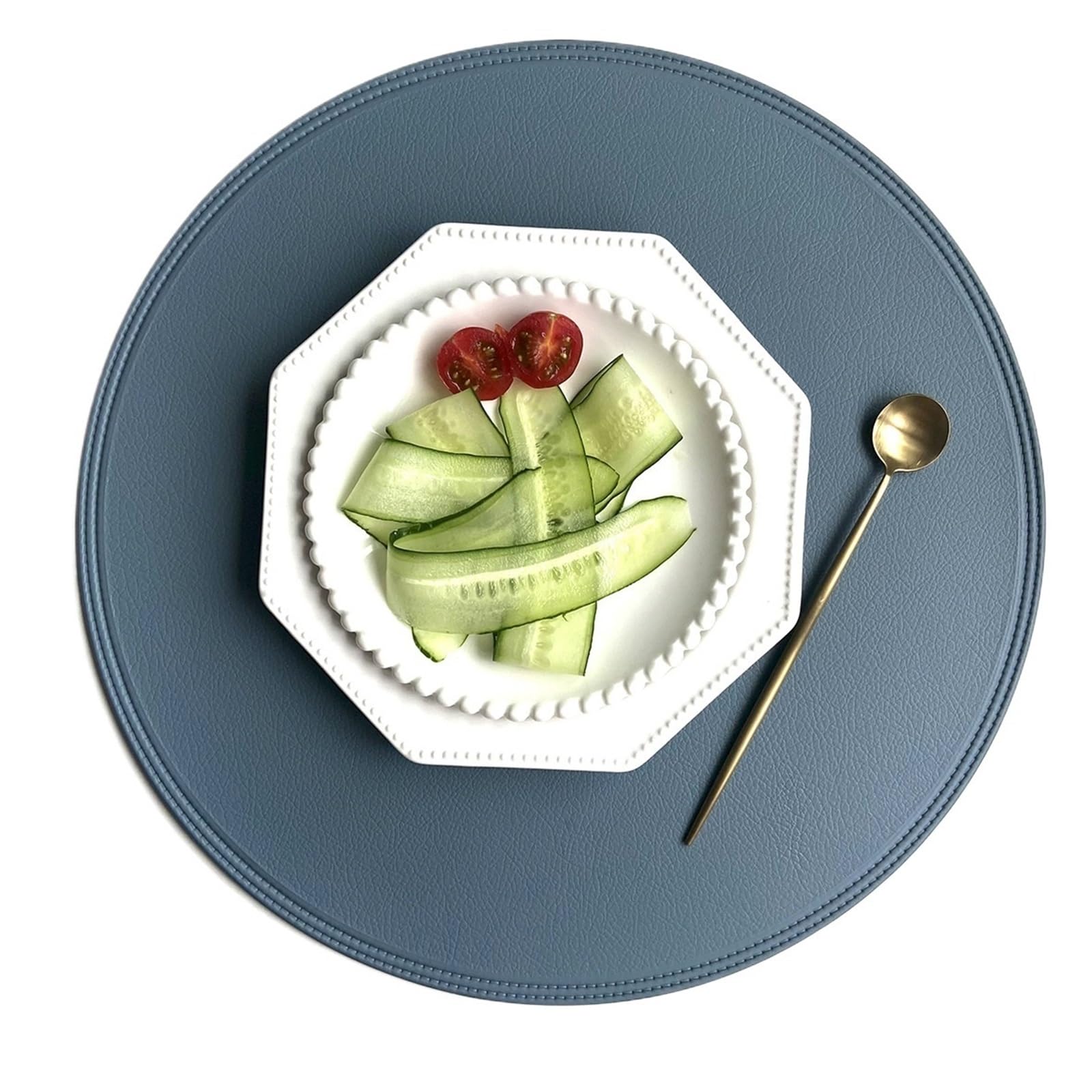 15Pcs Placemat Coaster Pad Round Plate Mat Edge Pressing Table Placemats For Kitchen Dining For Home(Blue)