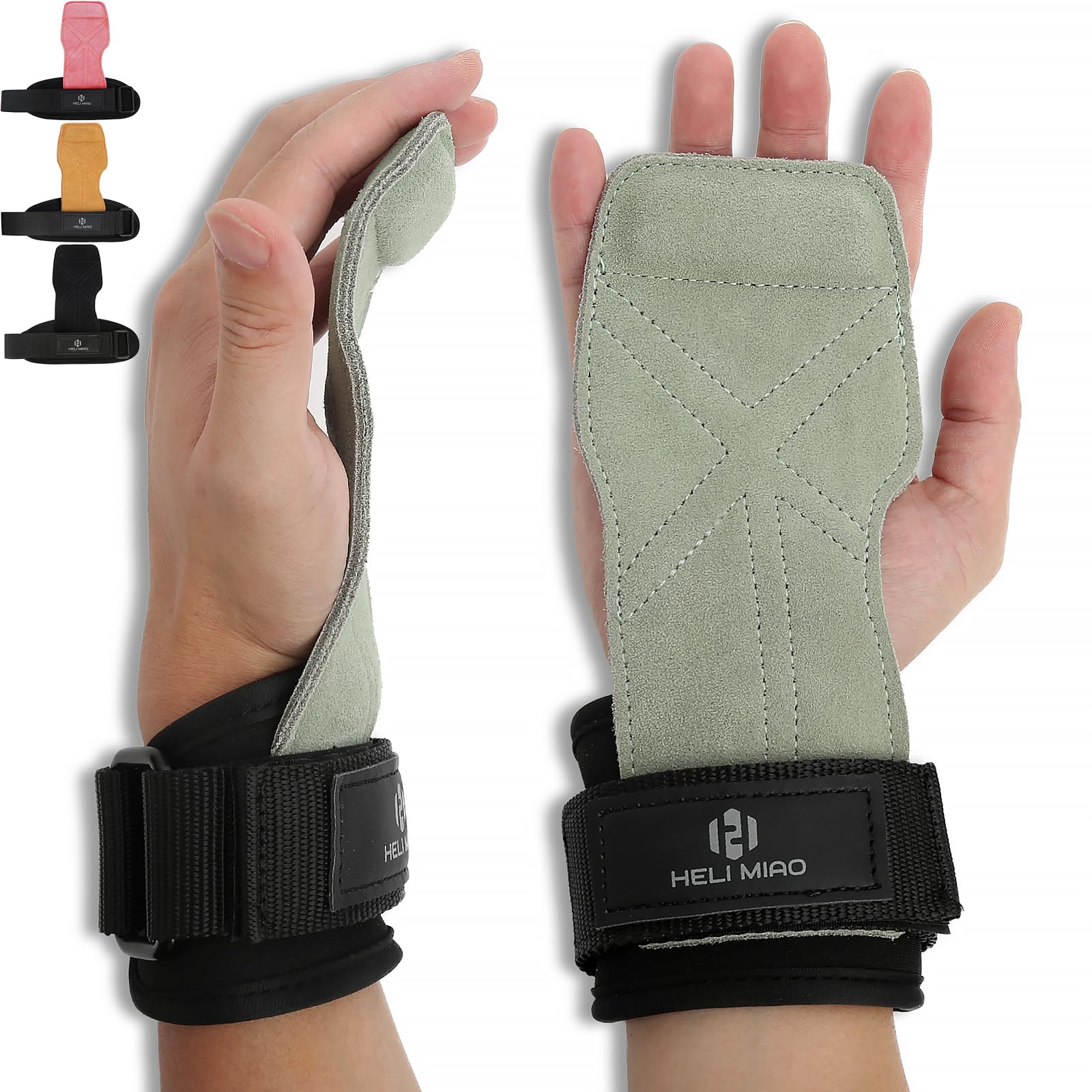 Power Zughilfen Krafttraining, Fast Grip Leder Zughilfe-Handgelenksbandage für Bodybuilding, Fitness, Crossfit, Krafttraining, Powerlifting - Lifting Straps für Frauen und Männer, Schwarz