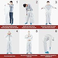 Vista 6 de Traje de Protección Desechable para Materiales Peligrosos Cubierta Completa de Pintura de Cuerpo Completo Resistente y Traje en 7 Tallas