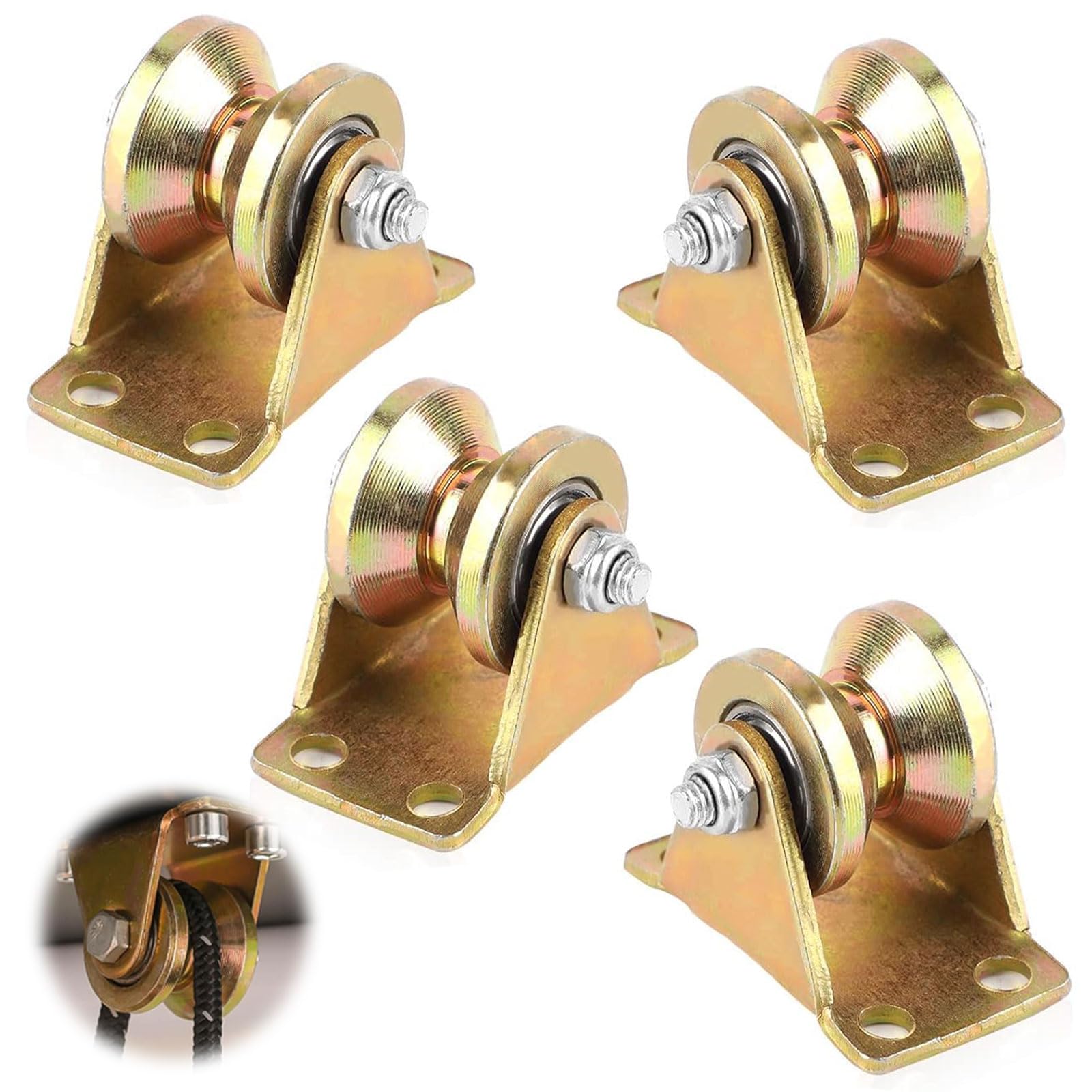 Umlenkrollen für Seile, 4 Stück V-Nut Rollenrad, Seilwinde, Umlenkrolle Seilwinde, Seilrollen, Schwerlastrollen, für Wäscheleine, Flaschenzugsystem, Industriemaschinen, Rolltore, Umlenkrolle Seil