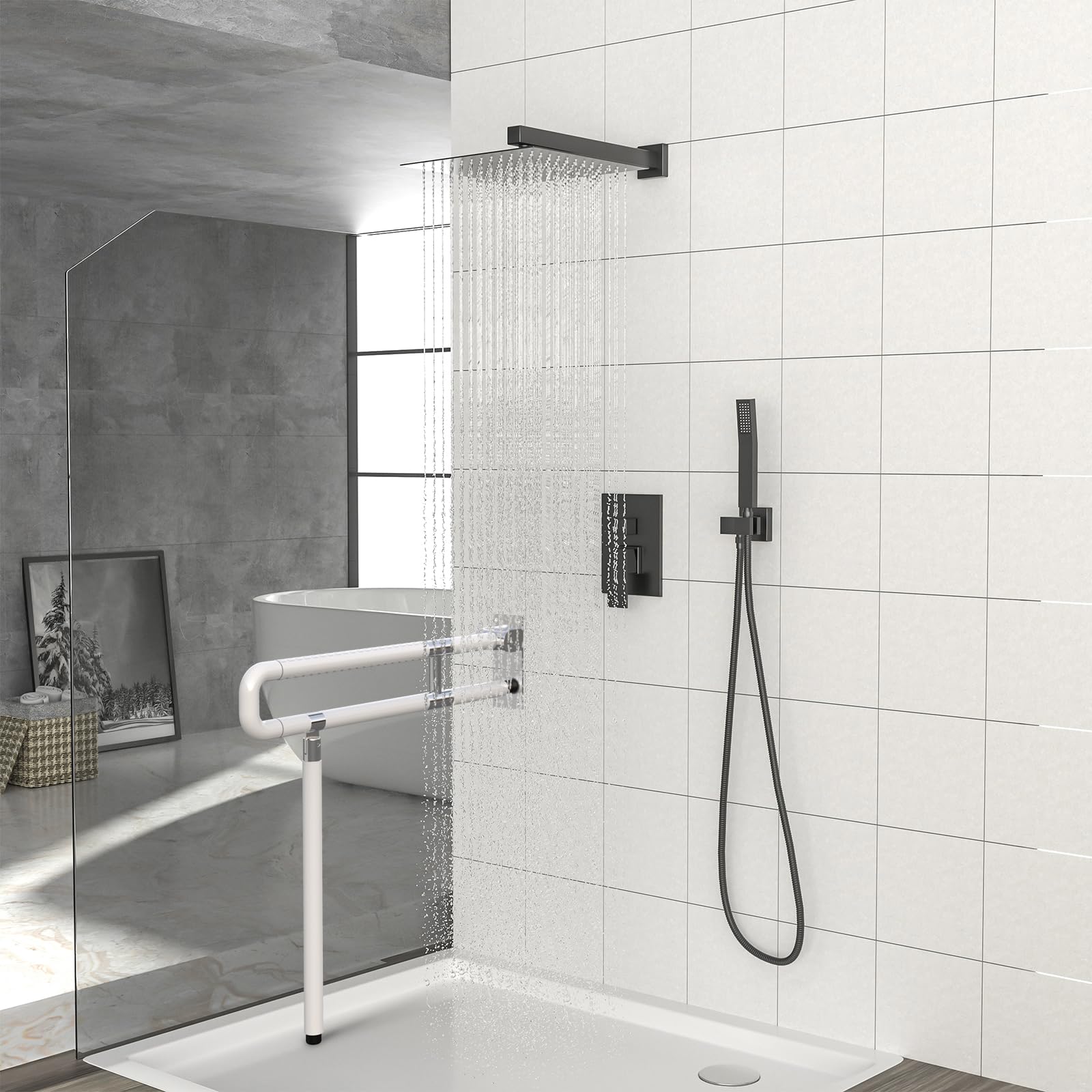 Barra de Apoyo Baño, Mango de movilidad para la Bañera, Baño (75cm) | Baranda de Baño, SUS 304 mango de seguridad antideslizante con fluorescencia para baño, bañera Antideslizante Durable