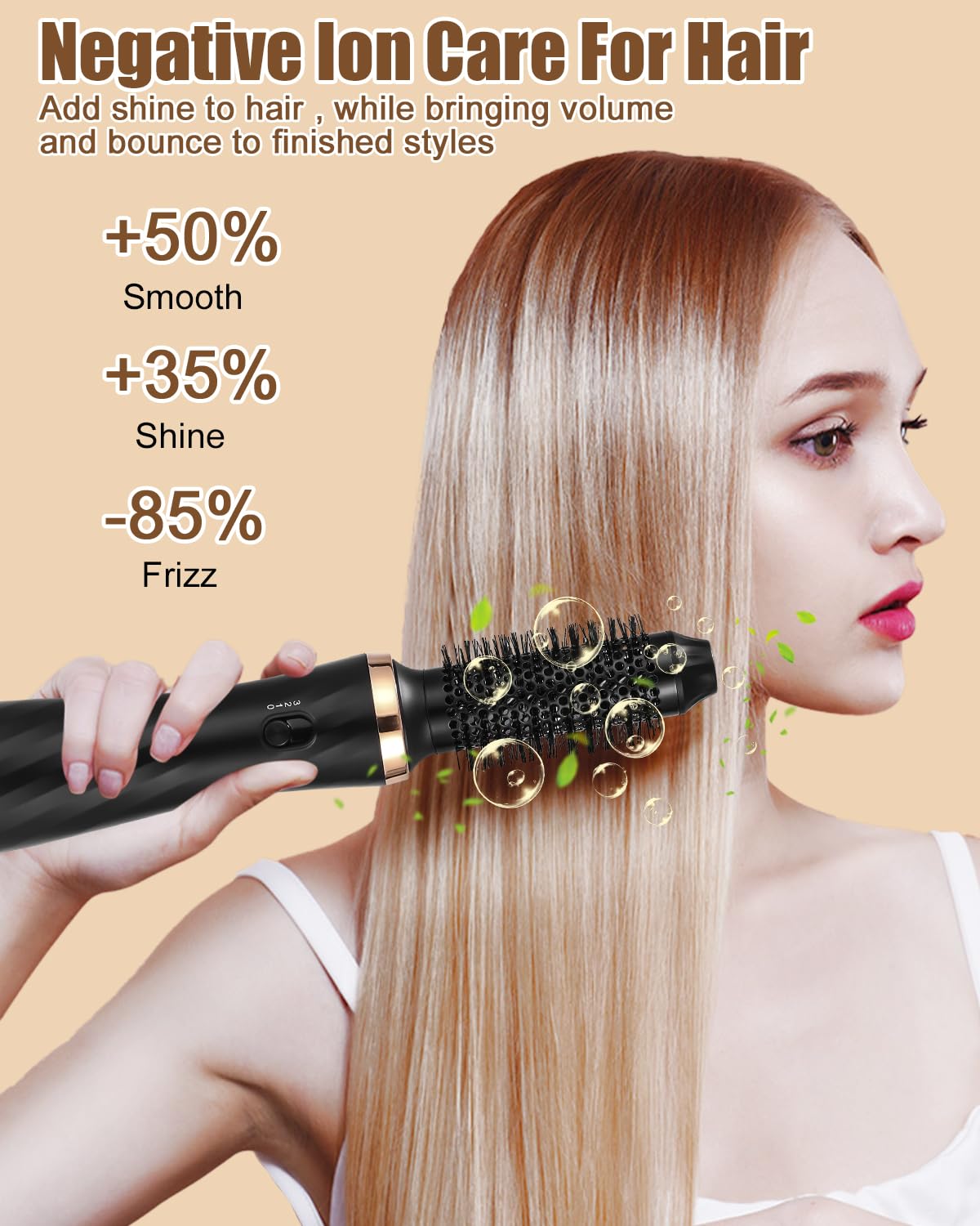 Cepillo Secador De Pelo 6 en 1, Cepillo de Aire Caliente,Cepillo Alisador Pelo,Secador de Pelo,Rizador Automático,Hermal Brush,Moldeador Pelo Voluminizador, 3 Temperaturas, Para Seca, Alisa, Volumen