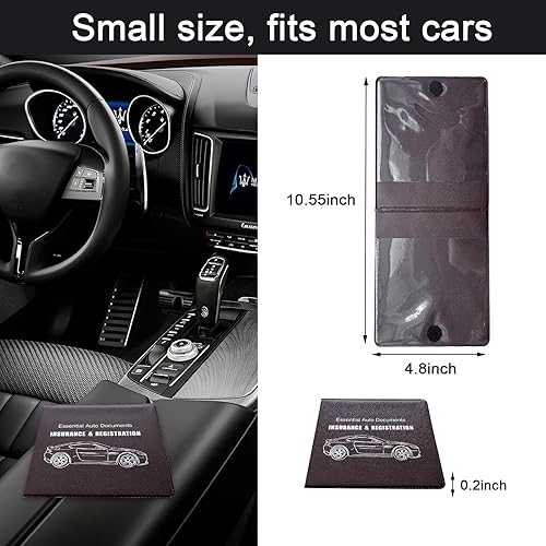 Miniatura 2 de Kewucn Soporte para registro y seguro de automóvil, paquete de 2 organizadores de documentos esenciales de primera calidad, accesorios universales