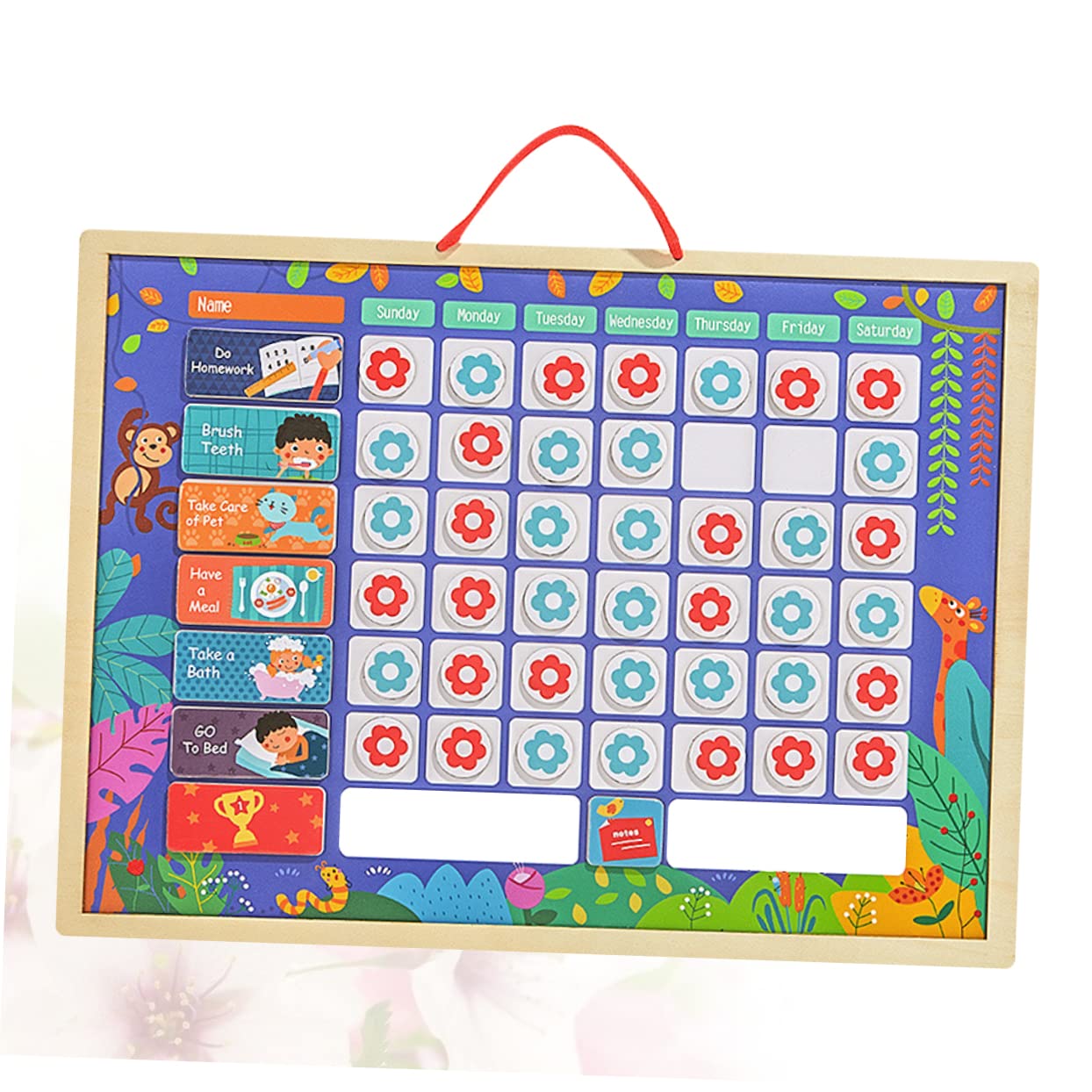 VILLCASE Tabla de Recompensas para Niños, Tablero Reutilizable de Madera