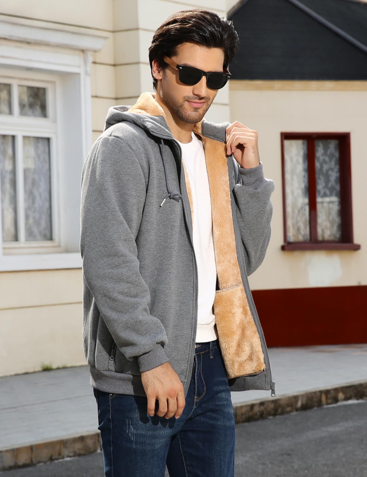 UMIPUBO Sweat a Capuche Homme Veste Polaire Chaude et Épaisse Hoodie Sweatshirt Hiver Pull a Capuche Zippé Avec Poches Survêtement