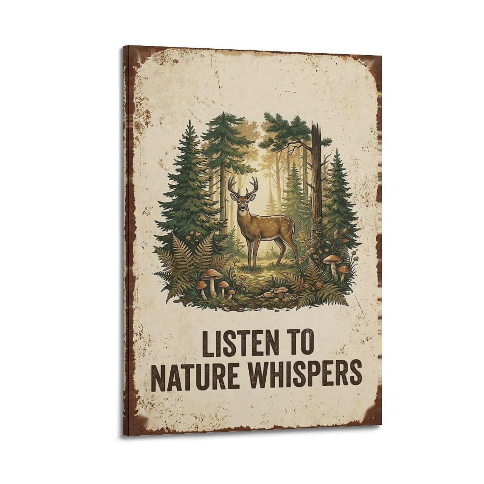 OKAHYS Forest Bathing Poster Woodland Spirit Rustic Classic Modern Decorative Canvas Prints - Ideal Wall Art for Family, Man Cave, Game Room, Boys & Girls Bedroom 20x30inch