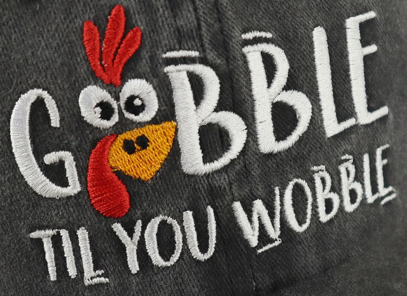 Tbstlumd Gobble Till You Wobble Hat for Women Men, Funny Adjustable Thanksgiving Embroidered Cotton Baseball Cap - Image 3