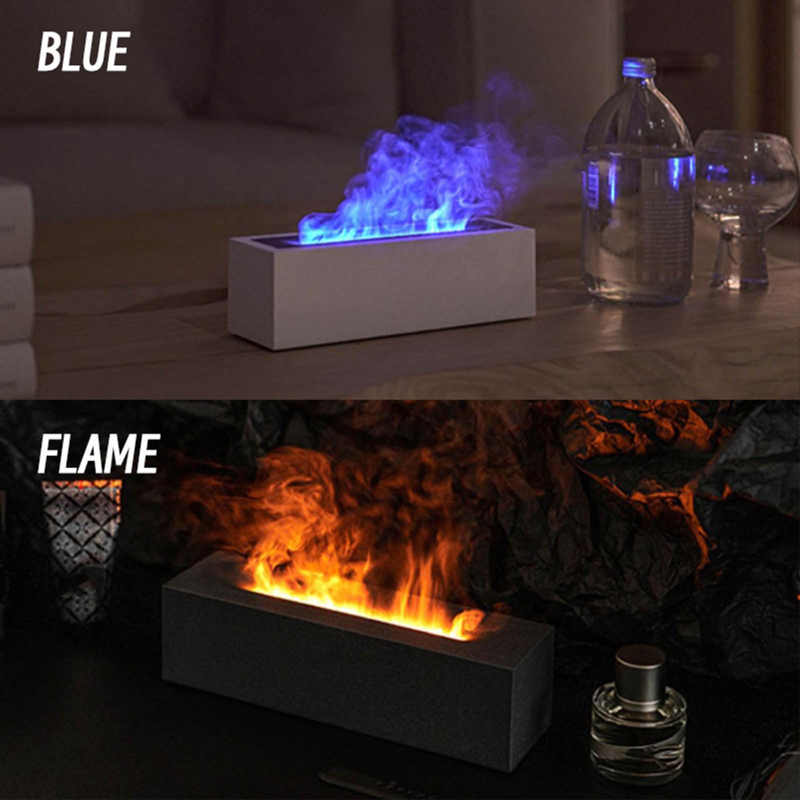 Diffuseur d'Huiles Essentielles Aromathérapie, Humidificateur Silencieux à Grande Capacité avec Lumière Flamme Nordique, pour Salon Chambre Bureau (Blanche)