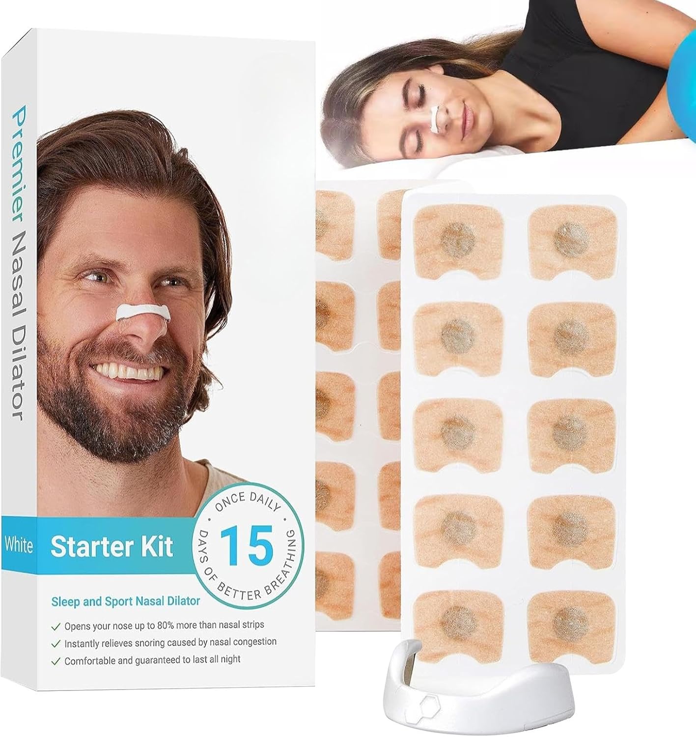 Pack of 21 Nose Strips Against Snoring, AntiSnoring Sleep Plasters