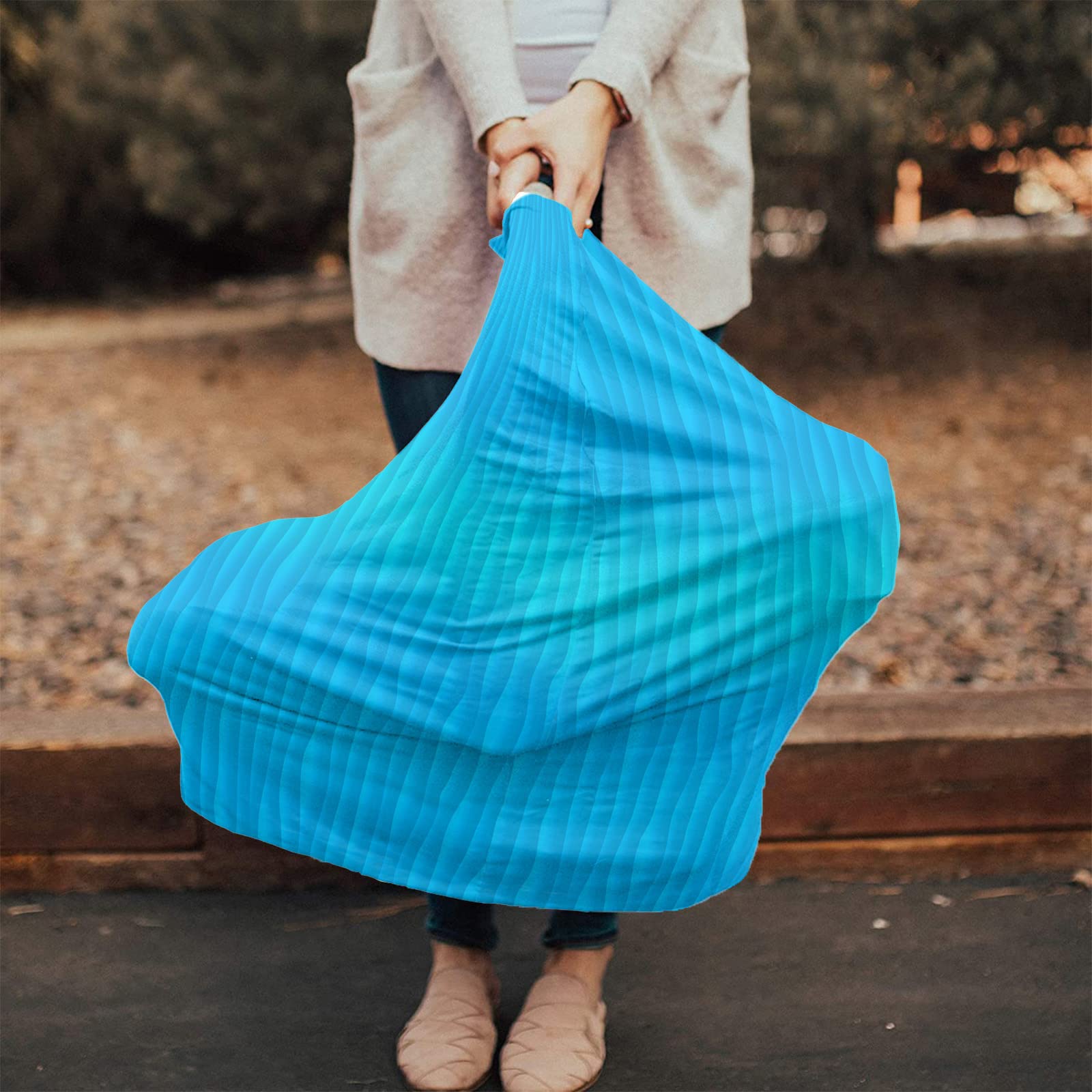 Nursing Cover for Breastfeeding Scarf, Blue Gradient Geometric Abstract Art Baby Car Covers Super Soft Multi Use for Canopy Shopping Cart Cover Blanket Stroller Cover