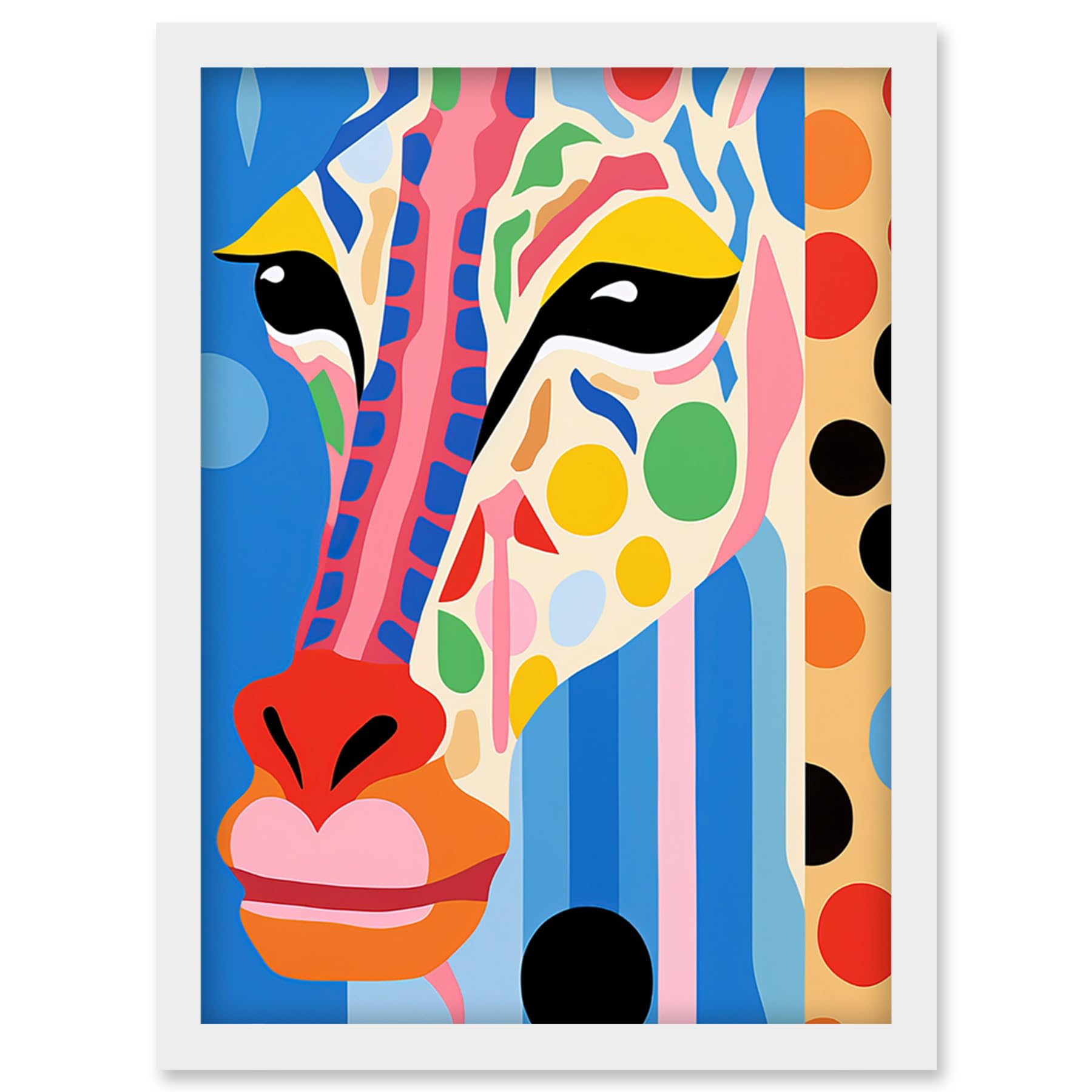 Artery8 I Woke Up Like This Giraffe Henri Matisse Style Artwork Vibrant Abstract Portrait Artwork Framed Wall Art Print A4