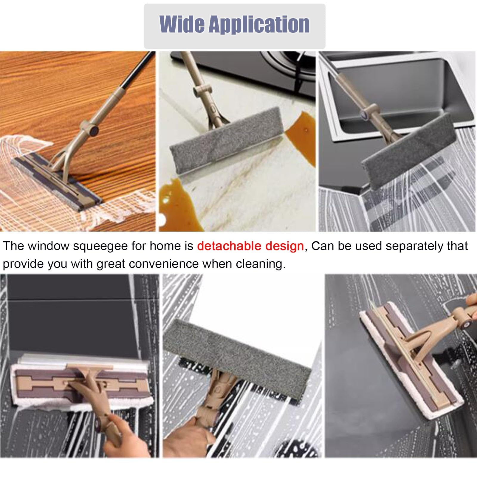 Limpiacristales Limpiador de Ventanas Limpiacristales, Kit 2 en 1 Giratorio para Limpiar Ventanas con 2 Almohadillas de Microfibra, para Coche Interior Exterior Ventanas Altas Cristal Ducha Suelo, Nun