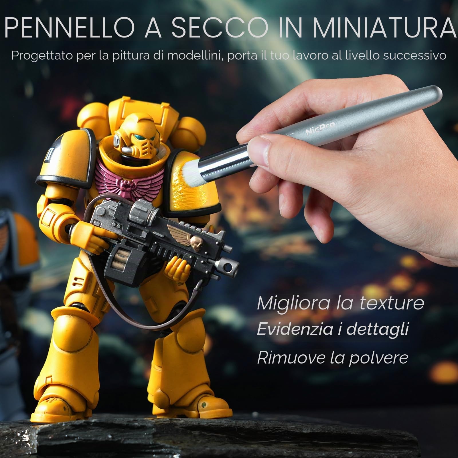 Nicpro Set di 20 pennelli per pittura in miniatura, con custodia in nylon per acrilico, acquerello, pennello per dettagli, pennello a secco per modellismo, miniature