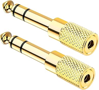 1/4" to 3.5mm Adapter, Female 3.5mm to Male 1/4 inch Headphone Jack Adapter for Headphones, Amplifier, Electric Guitar, Tablet - 2 Pack