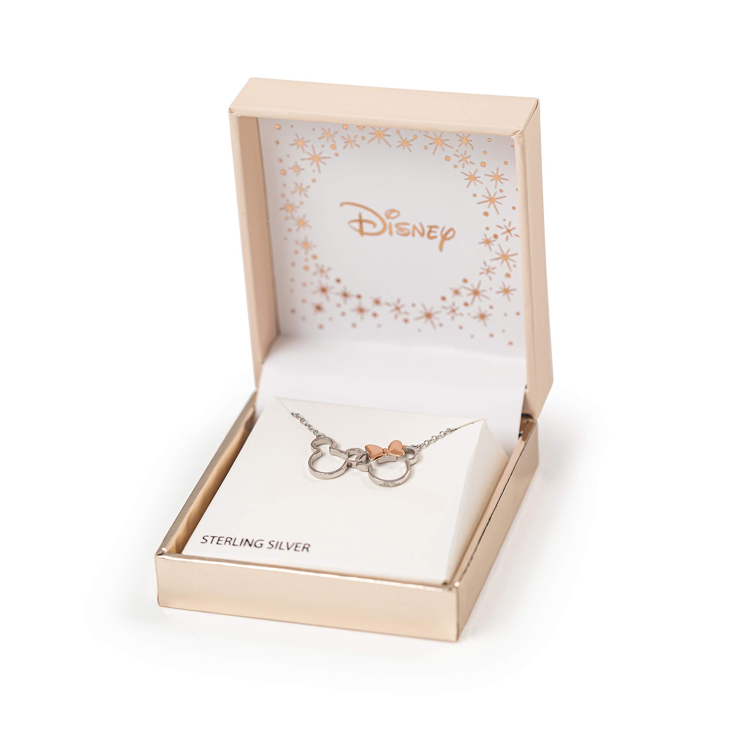 Disney Minnie And Mickey Silver & Rose gold Plated Necklace NF00287TL-18