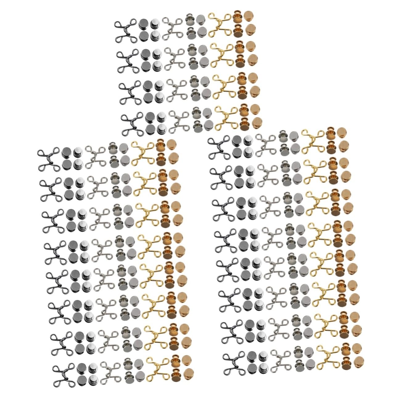 Operitacx 60 Juegos Extensores de Cintura para Pantalón de Botones Ajustables y Desmontables Clips Prácticos para Ajustar la Talla de Jeans Color Plata Negro y Dorado para Jeans y Pantalones