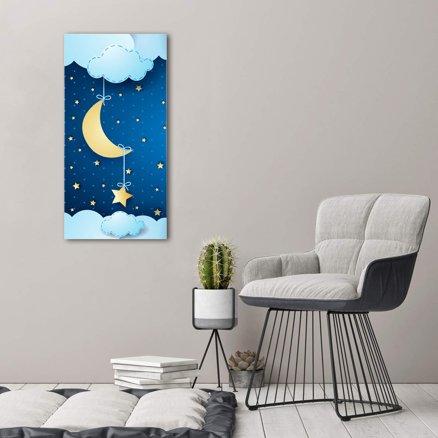 Tulup Impression sur Verre de 50x100 cm Image Tableau Photo décorative panoramique pour la Cuisine et Le Salon - Pépinière - Nuit - Bleu
