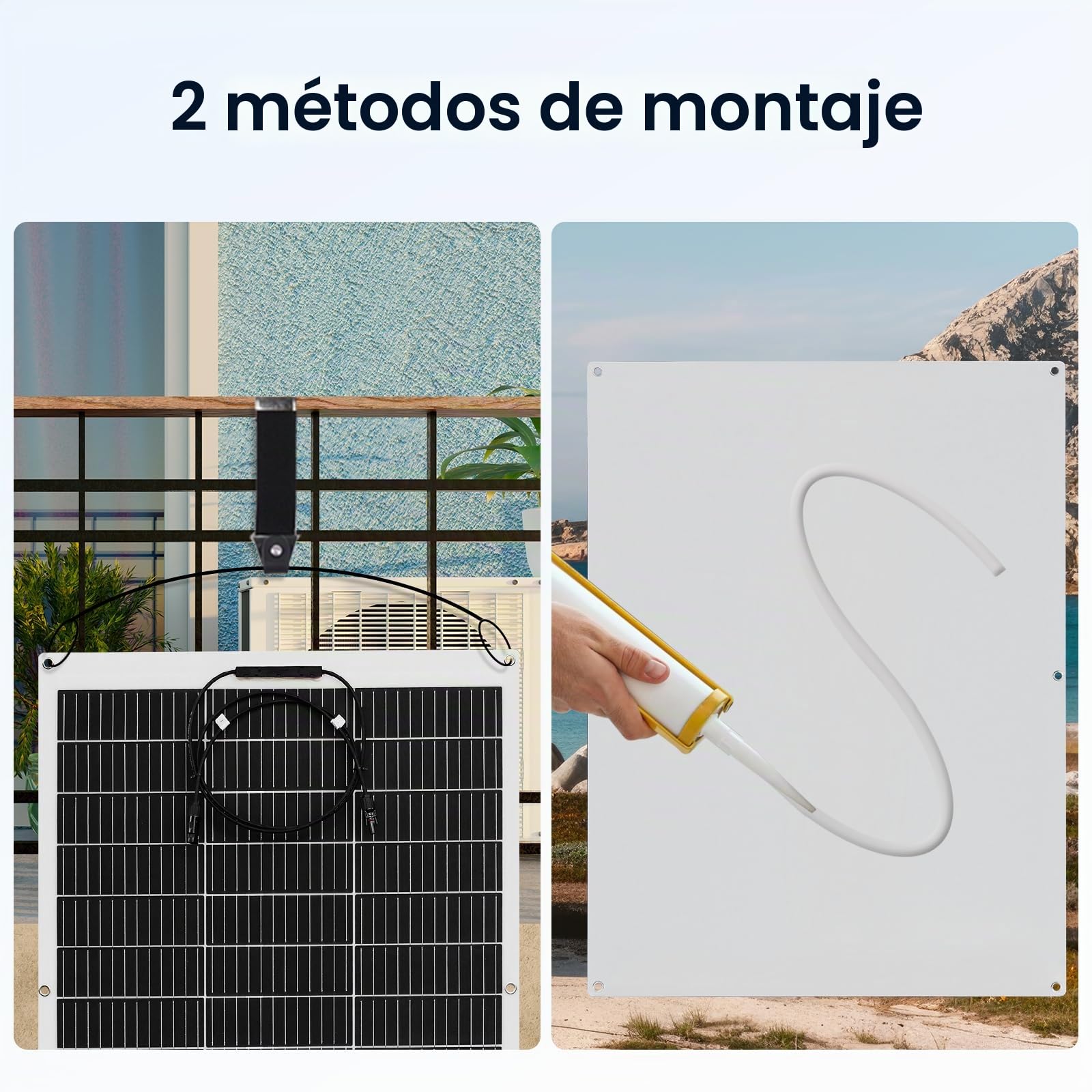 ECO-WORTHY Panel solar flexible de 260 W, 12 V, impermeable, módulo fotovoltaico para autocaravana, barco, caravana, techo, cabina y superficies no planas