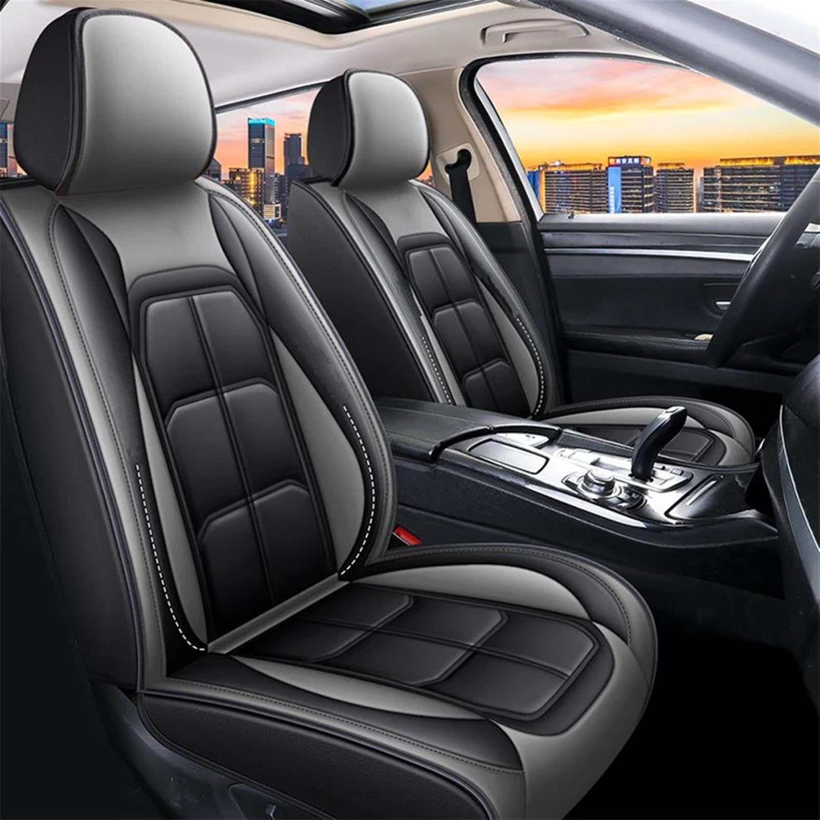 Seat Cover Set Car Seat Cover For Citroen C4 For Picasso C3 C5 C6 DS4 DS5 DS6 DS7 Car Accessories Interior Car Seat Covers(Black Gray,Standard)