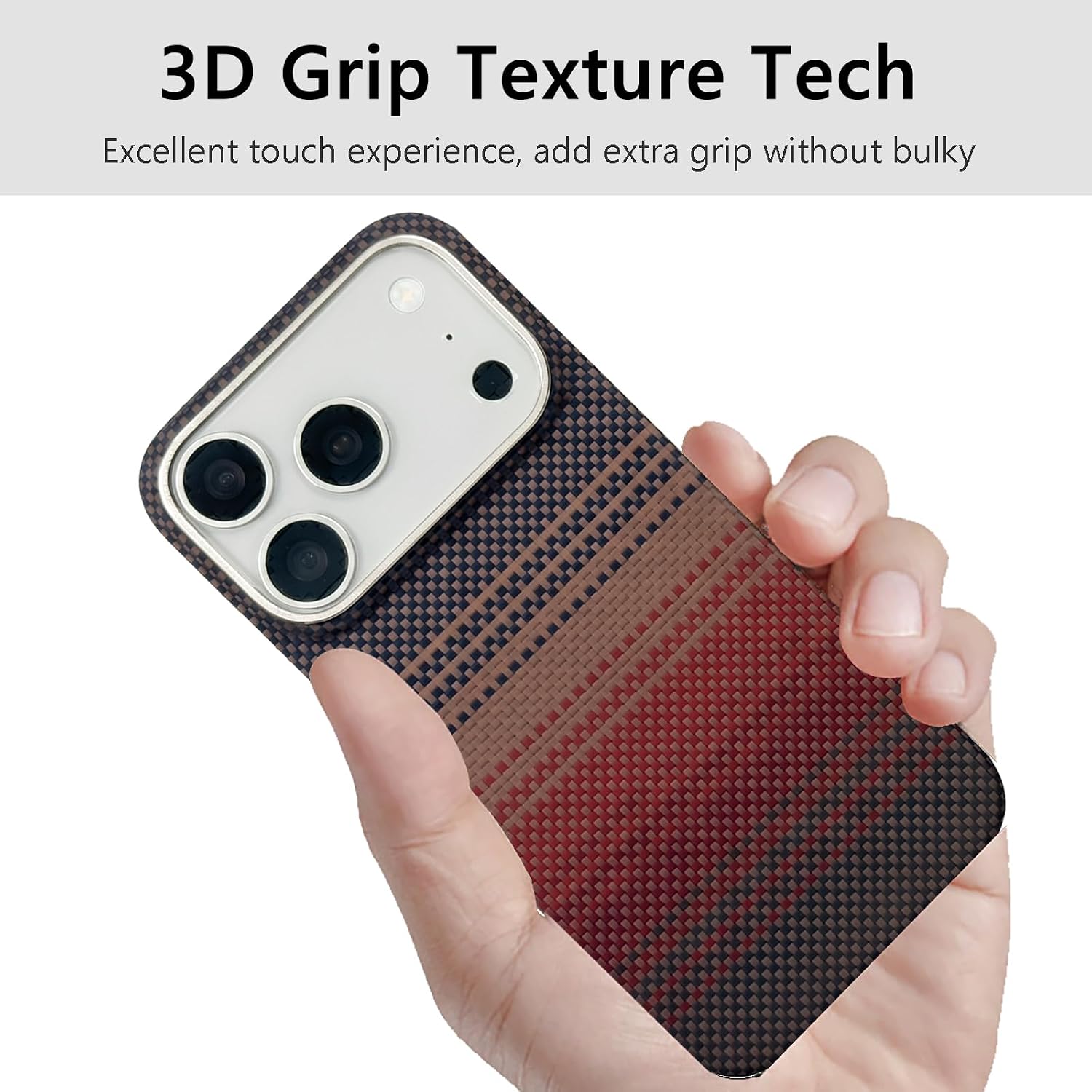 Sisyphy Super Slim Case for iPhone 17 Pro Max Compatible with MagSafe, Aramid Fiber Cover with Carbon Fiber Texture, Ultra Thin & Lightweight, Better Grip Without Bulk (Orange)