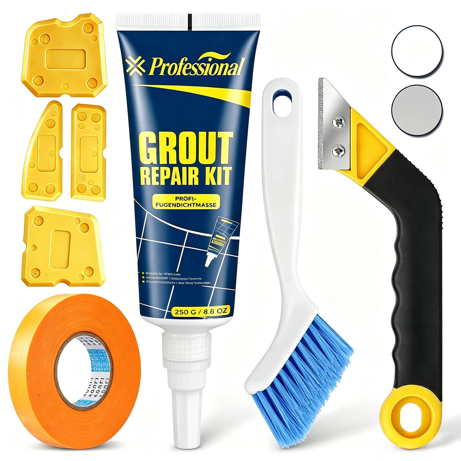 Vepazony Grey Grout Repair Kit 250g with Grout Removal Tool Set 8-in-1