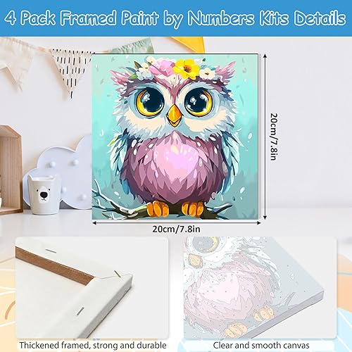 Miniatura 58 de EOBROMD Mrine Life - Paquete de 4 kits de pintura enmarcada por números para niños, kits de bricolaje para niños de 4 a 8 a 12 años, pintura sobre