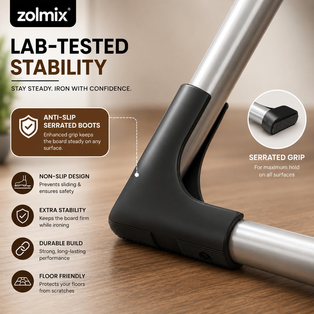 ZOLMIX Wooden Ironing Board - Durable & Spacious -6