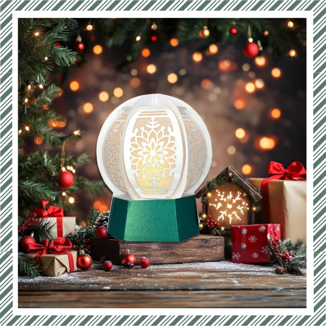 CrafTreat Snowglobe Paper Lantern DIY Craft Kit | Easy to Assemble Reusable Christmas Paper Lantern Decoration | Festive Holiday Home Décor & Handmade Gift Idea