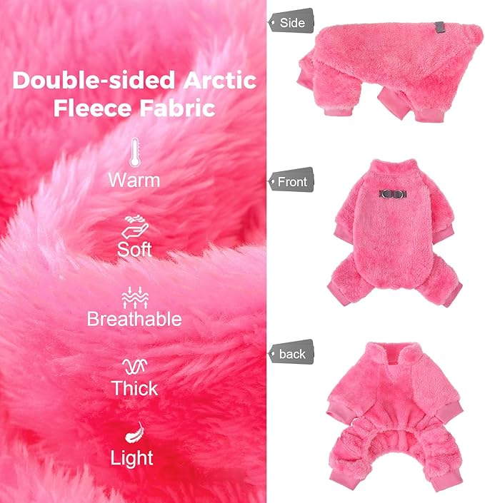 Pijama de terciopelo para perro PAWCHIE, rosa, XXS miniatura 3