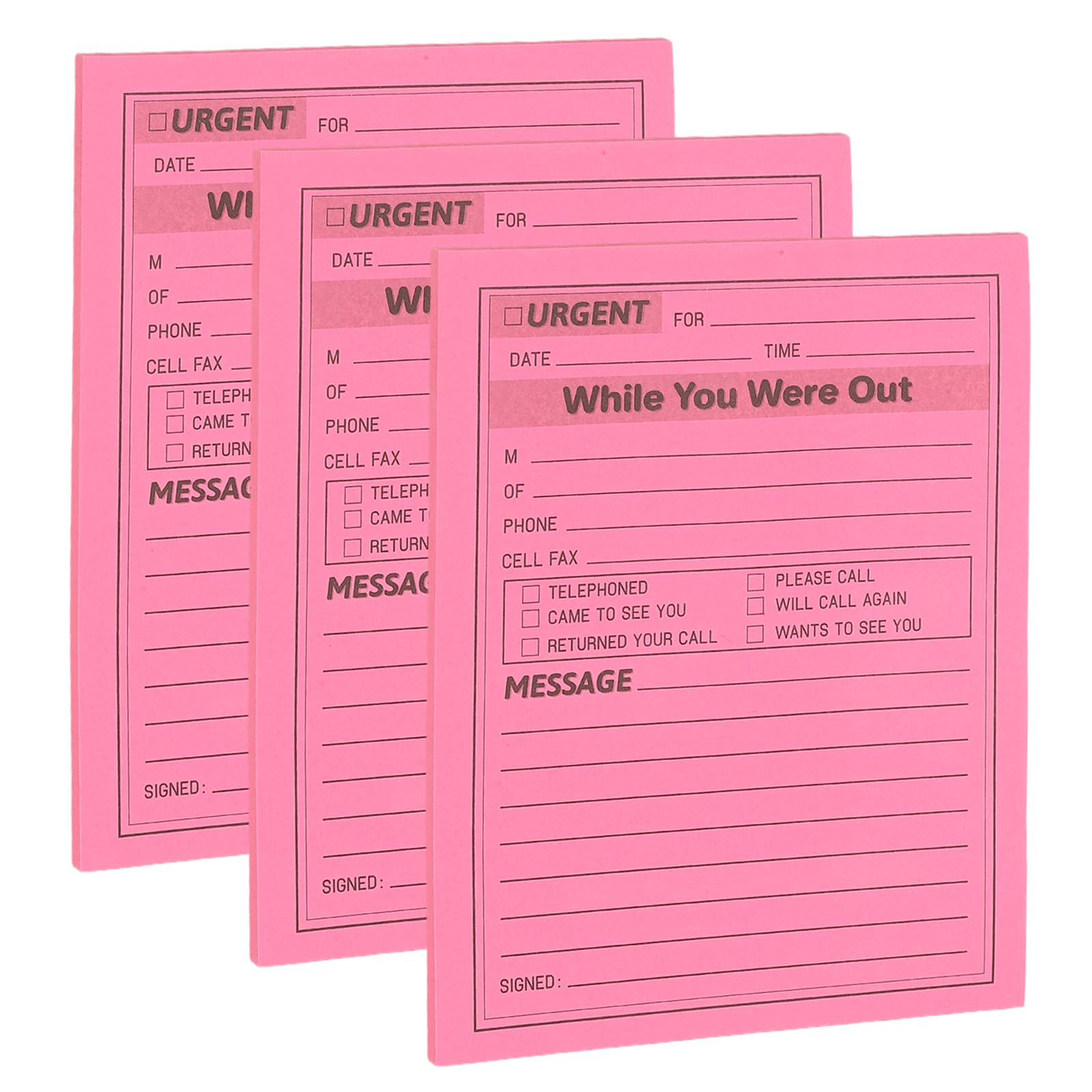 PATIKIL 3 Pack While You were Out Message Pad, 4.25 x 5.5 Sticky Notes Notepads 50 Sheets Per Pad Memo Phone Message Pads for Office, Hot Pink