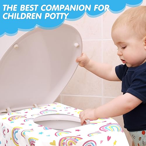 Miniatura 7 de Paquete de 50 fundas desechables para asiento de inodoro, extra grandes, envueltas individualmente para niños y adultos, fundas de asiento