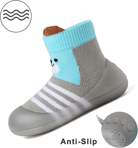 Miniatura 5 de Zapatos de calcetín de bebé para niños pequeños, suela de goma suave, antideslizante, para interiores, para niños y niñas