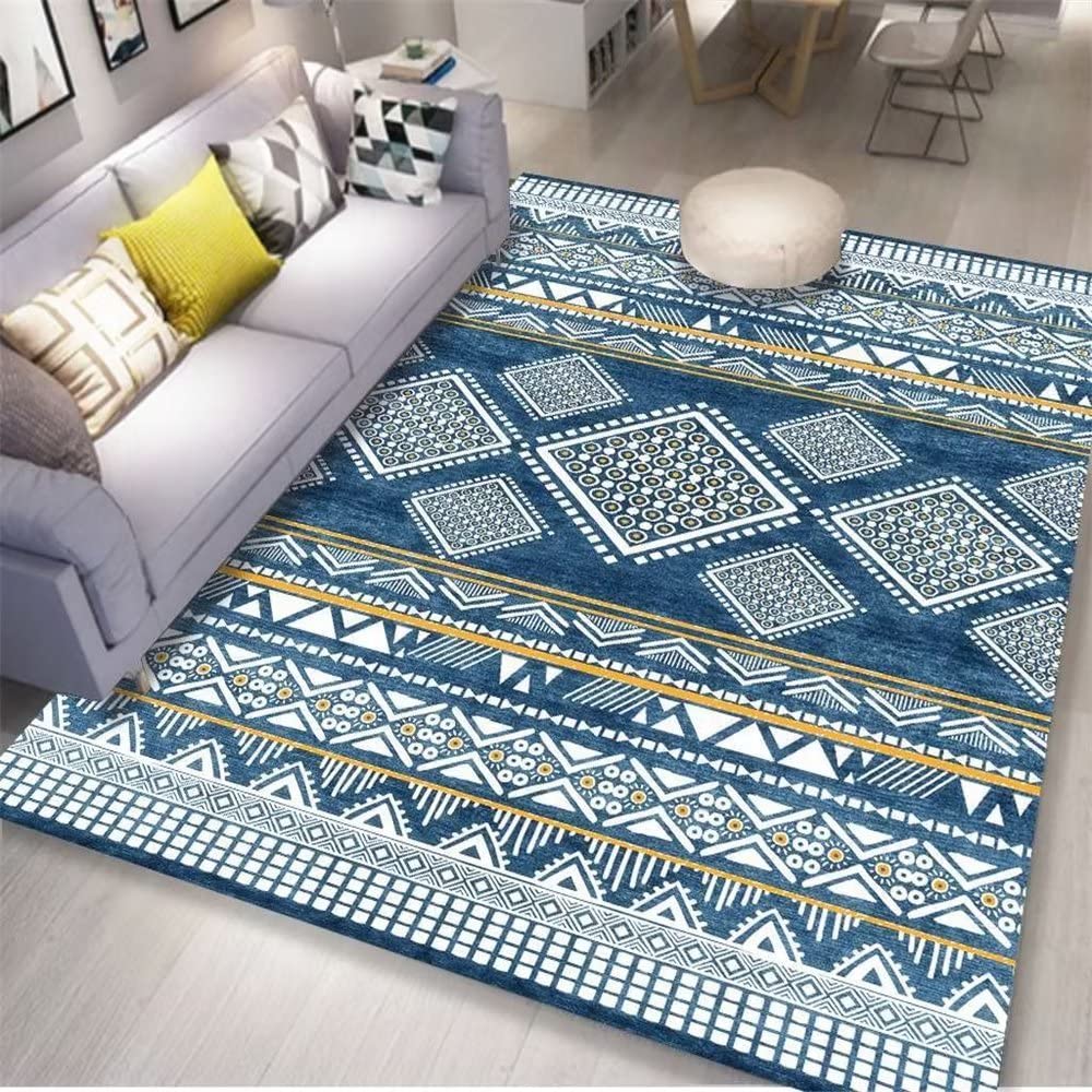 Tapis de salon durable bleu foncé contre l'usure du sol